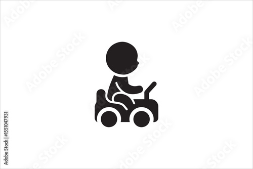 Black and white, with a simple and minimalistic baby toodler silhouette isolated on a white background