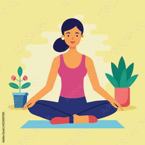 woman doing yoga vector