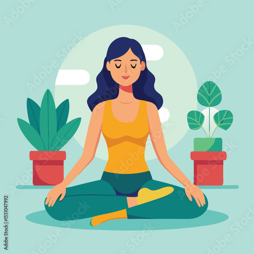 woman doing yoga vector