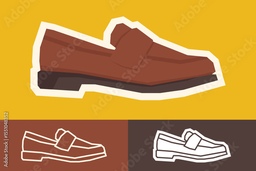 Flat Color Shoes Sticker Set with Cutout Style