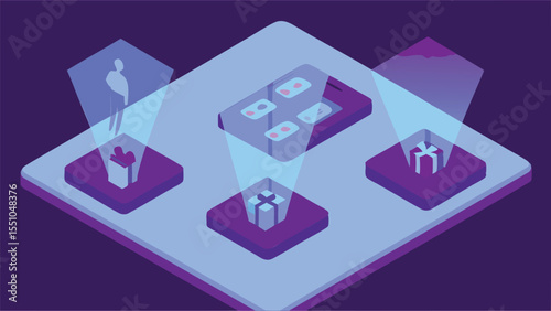 Isometric Holographic Reward System with Gifts and Currency Projections