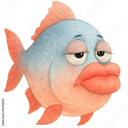Cute cartoon fish with exaggerated features and playful expression