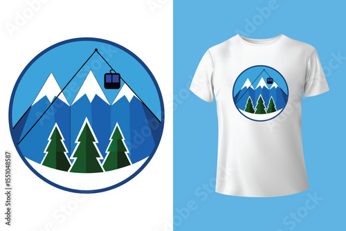 Ski winter sport vintage typography t shirt design with glasses and skier silhouette	
