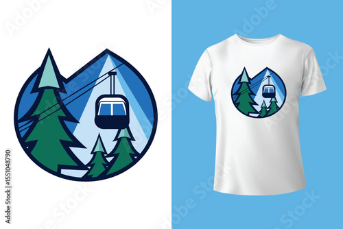 Ski winter sport vintage typography t shirt design with glasses and skier silhouette	
