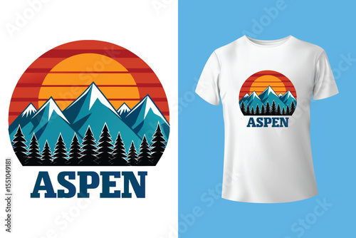Ski winter sport vintage typography t shirt design with glasses and skier silhouette	
