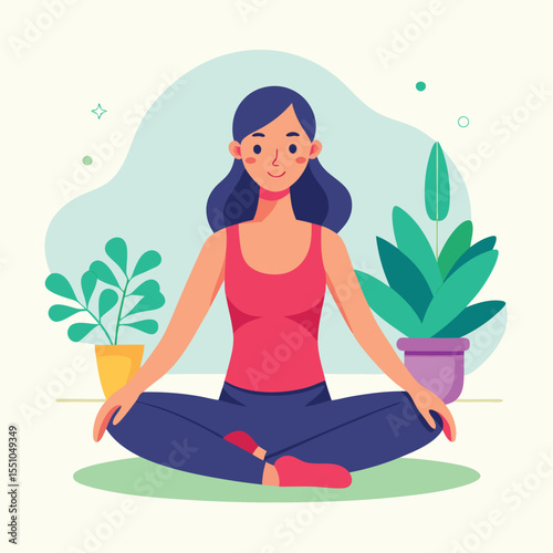 woman doing yoga vector