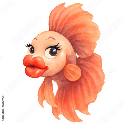 Colorful Cartoon Fish with Playful Expression and Vibrant Fins