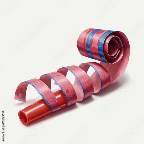 Artistic Rendering of a Party Horn with Red and Blue Accents