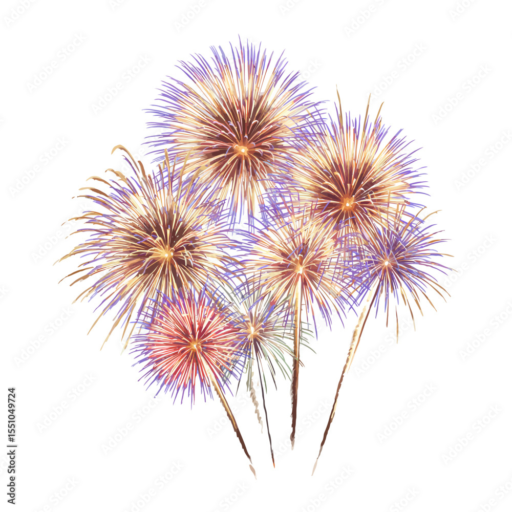 Obraz premium Vibrant Fireworks Display Against a Blank Canvas