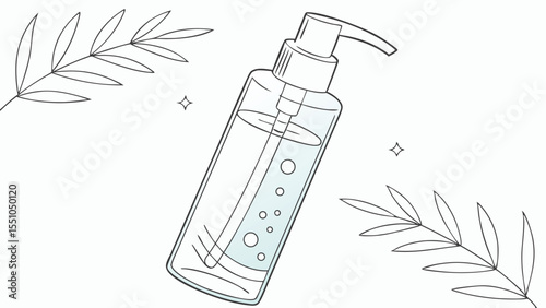 Vector mockup of a facial cleanser pump bottle isolated on white background