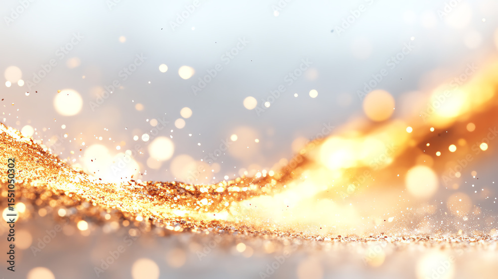 Obraz premium A shimmering wave of golden liquid with sparkling highlights, ideal for showcasing luxury beverages or festive celebration themes.