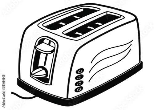 Vector silhouette of a toaster with two slots on white background