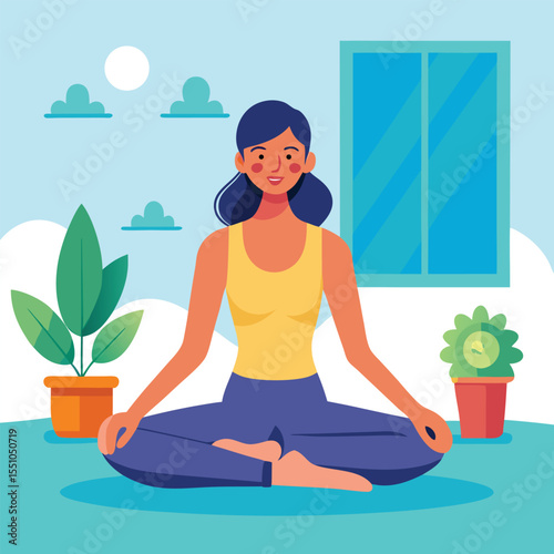 woman doing yoga vector