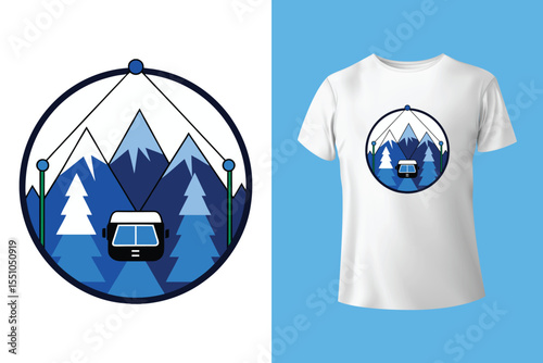 Ski winter sport vintage typography t shirt design with glasses and skier silhouette	
