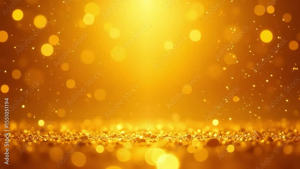 Happy birthday video invitation template - elegant gold bokeh