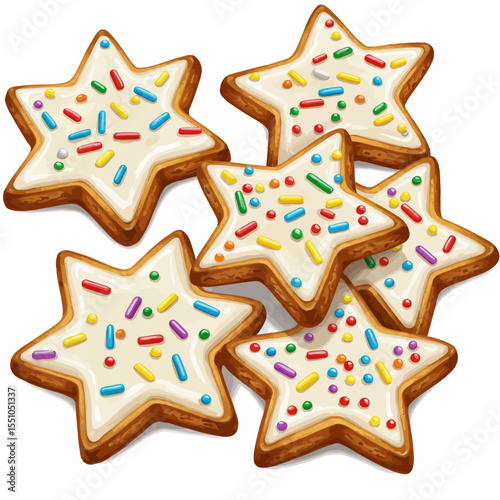 Festive Star-Shaped Cookies with Rainbow Sprinkles