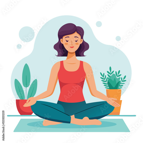 woman doing yoga vector