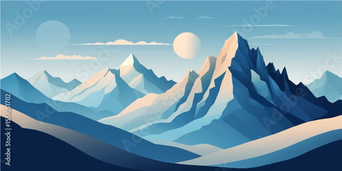 Mountain landscapes with snow-capped peaks and pristine alpine lakes under a vast blue sky offer breathtaking views of nature's majestic panorama