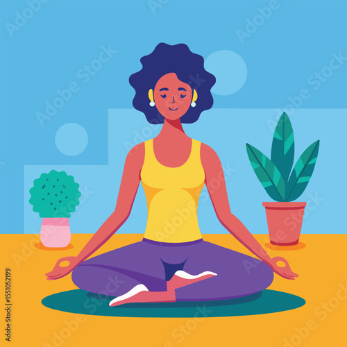 woman doing yoga vector
