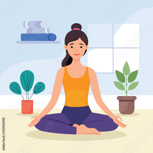 woman doing yoga vector