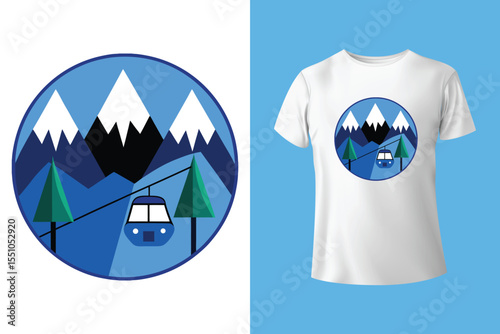 Ski winter sport vintage typography t shirt design with glasses and skier silhouette	
