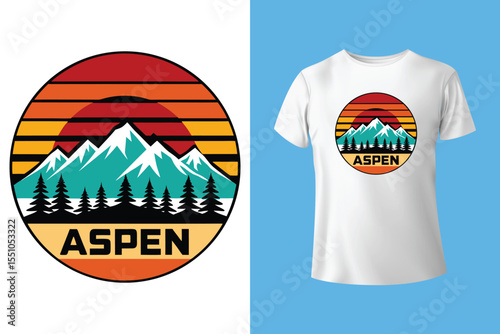 Ski winter sport vintage typography t shirt design with glasses and skier silhouette	
