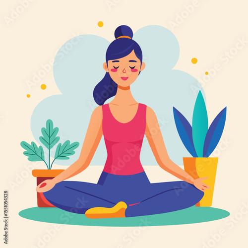 woman doing yoga vector