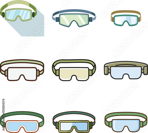 Night Vision Goggles Icon Flat Vector Military Optics for Dark Combat.