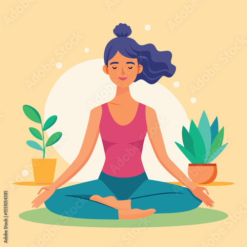 woman doing yoga vector
