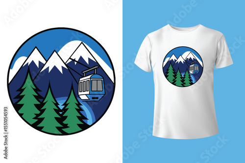 Ski winter sport vintage typography t shirt design with glasses and skier silhouette	
