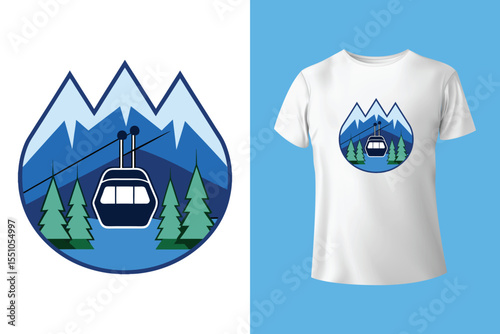 Ski winter sport vintage typography t shirt design with glasses and skier silhouette	
