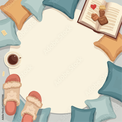 Cozy afternoon retreat with soft cushions, a comforting drink, and sweet treats waiting for indulgence