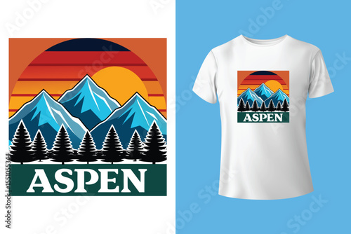 Ski winter sport vintage typography t shirt design with glasses and skier silhouette	
