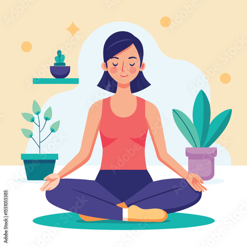 woman doing yoga vector