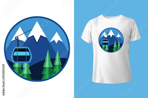 Ski winter sport vintage typography t shirt design with glasses and skier silhouette	

