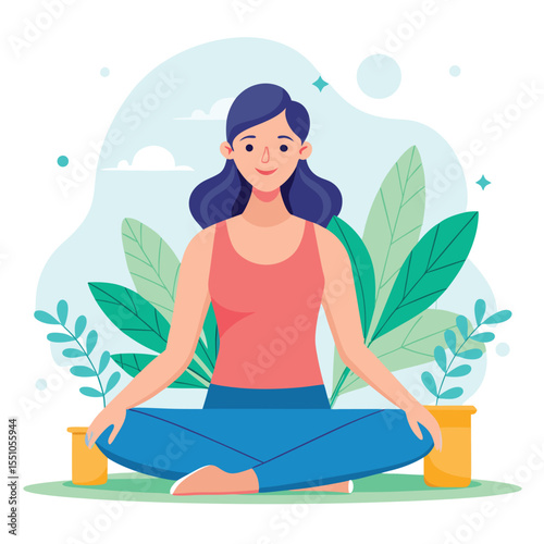 woman doing yoga vector