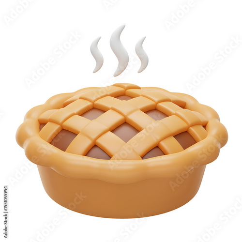 Cartoonish 3D Rendered Hot Apple Pie