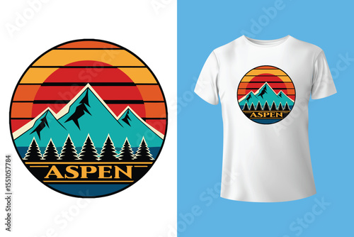 Ski winter sport vintage typography t shirt design with glasses and skier silhouette	
