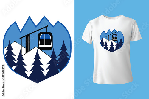 Ski winter sport vintage typography t shirt design with glasses and skier silhouette	
