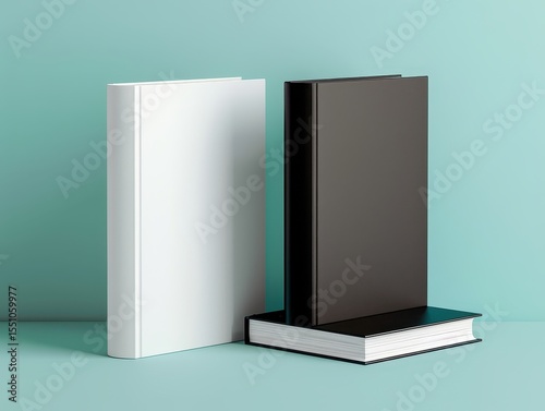 Two books on a green background