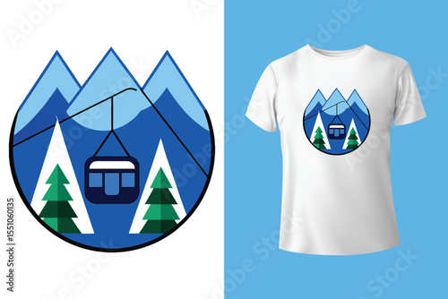 Ski winter sport vintage typography t shirt design with glasses and skier silhouette	
