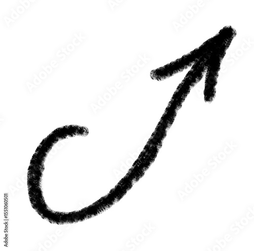 Arrow grunge vector icon. Arrow grunge doodle line. Arrow chalk vector, curl curve wave.