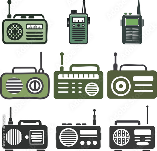 Military Radio Icon Flat Vector Communication Device for Tactical Operations.