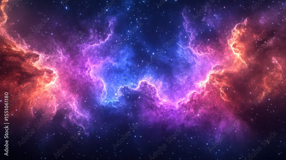 Fototapeta premium Exploring colorful cosmic nebula in the starry night sky deep space digital art celestial vastness nebulae