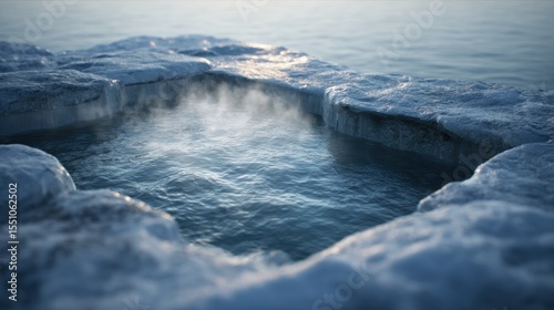 Wallpaper Mural Ice covered hot spring steaming water Torontodigital.ca