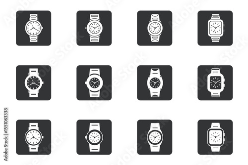 Watch. illustration or icon of a watch in a box. Stock illustration icon vector.