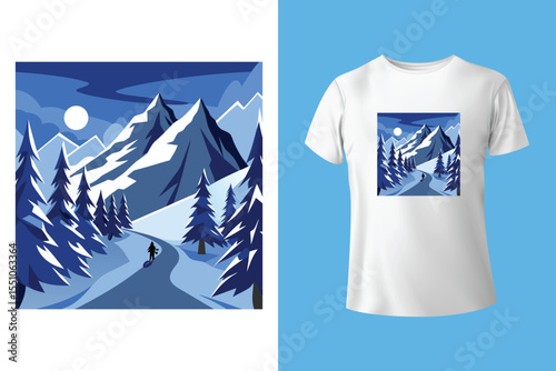 Ski winter sport vintage typography t shirt design with glasses and skier silhouette	

