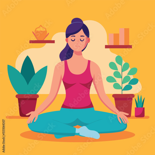 woman doing yoga vector