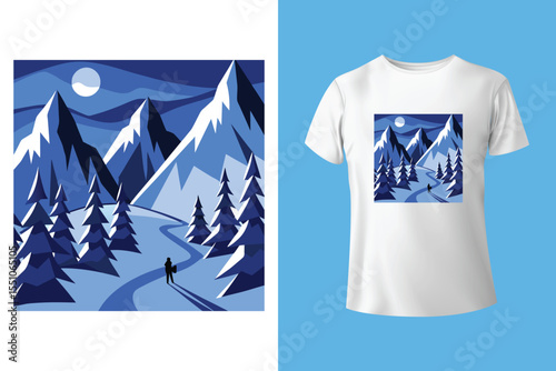 Ski winter sport vintage typography t shirt design with glasses and skier silhouette	