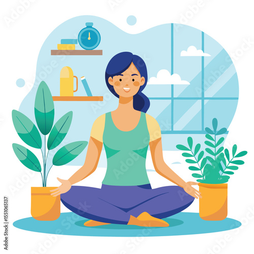 woman doing yoga vector